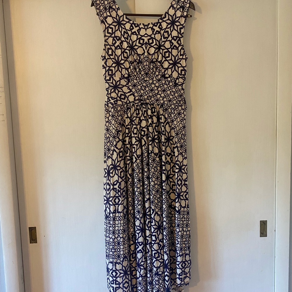 Maeve Anthropologie Dress, size M Navy/White Maxi